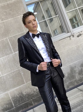 B- Vice Black Pearl Jacket black tie formal, Women formal, Wedding, Prom, Winter Formal