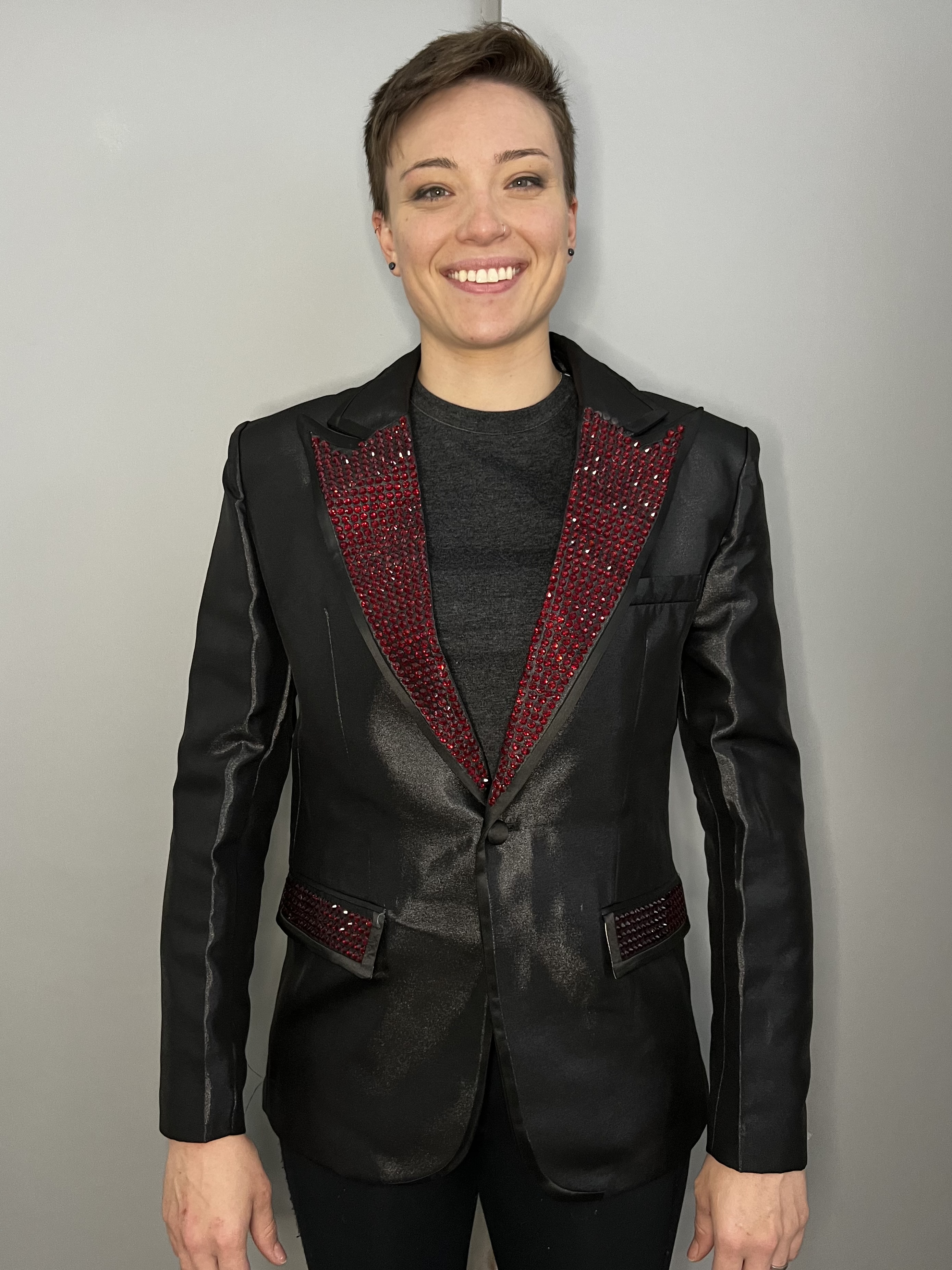 - B- Vice Black Red Rhinestone Suit #1009WBRR