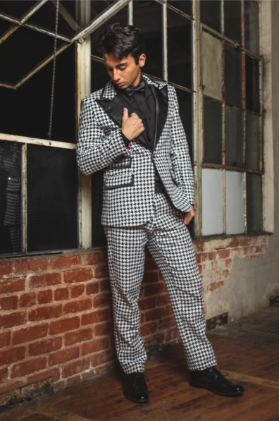 Teddy B- Houndstooth black tie formal, Young Men's formal, Wedding, Prom, Winter Formal