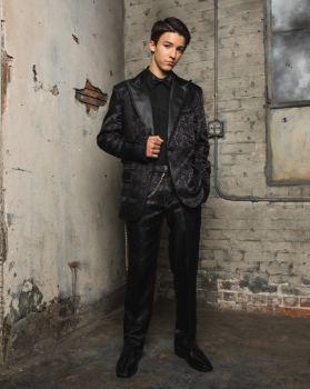 Teddy B- Jacquard black tie formal, Young Men's formal, Wedding, Prom, Winter Formal
